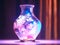 Beautiful vase with holographic glowing reflections.Generative AI