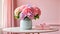 Beautiful vase luxury hydrangea color , romance box engagement banner bouquet stylish concept