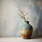 A beautiful vase and rustic wall