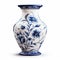 Beautiful Vase With White And Blue Designs - Detailed Folkloric Flower Patterns