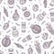 Beautiful vases seamless pattern. Various shapes of hand-drawn vase.