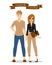 Beautiful vector cartoon couple fashion clothes