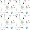 Beautiful vector pattern with divers and underwater world. seamless vector pattern on a white background