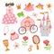 Beautiful vector princess, castle, carriage, frog