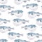 Beautiful vector seamless pattern with watercolor globe fish. Stock illustration.