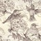 Beautiful vector seamless wallpaper with humingbirds in vintage