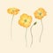 Beautiful vector set composition with watercolor yellow poppy flowers. Stock illustration.