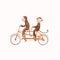 Beautiful vector stock illustration with cute watercolor baby monkey on bike. Animal with bicycle hand drawn painting.