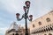 Beautiful venetian ornate lampposts with pink murano glass. Venice