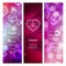 Beautiful Vertical Abstract Vector Ruby Backgrounds for Valentines Day. Web Banners with Lettering