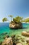 Beautiful vertical landscape of rocky island in Brela in Croatia