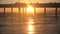 Beautiful, vibrant amber sunset under the Venice beach pier