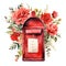 beautiful vibrant floral post box clipart illustration