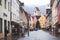 Beautiful vibrant multicolored downtown picture of street in Fussen, Bayern, Bavaria, Germany