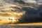 Beautiful vibrant seascape at sunset image with dramatic sky and