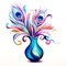 beautiful vibrant vase with peacocks feather clipart illustration