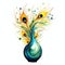 beautiful vibrant vase with peacocks feather clipart illustration