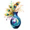 beautiful vibrant vase with peacocks feather clipart illustration