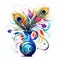 beautiful vibrant vase with peacocks feather clipart illustration