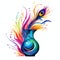 beautiful vibrant vase with peacocks feather clipart illustration