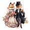 beautiful Victorian Fox watercolor fantasy world clipart illustration