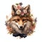 beautiful Victorian Fox watercolor fantasy world clipart illustration