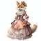 beautiful Victorian Fox watercolor fantasy world clipart illustration