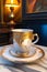 A beautiful Victorian style teacup with lace and gold details. Generative AI_11