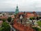 Beautiful view from above. Great view on the Wawel castle, the pearl of old part of Krakow city. Poland, Europe. Drone photography