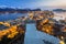 Beautiful view for Alesund town at dusk, Norway