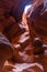 Beautiful view of amazing sandstone formations in famous Antelope Canyon on a sunny day near town Page. Arizona