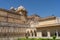 Beautiful view of Amber Sheesh Mahal Garden in Amber Fort, Constructed of red sandstone and marble. Located in Amer town in Jaipur