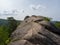 Beautiful view of ancient stone rocks in the Siberian reserve