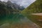 Beautiful view of Anterselva lake in the italian dolomites