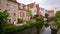 Beautiful View Of Authentic Houses Above The Canal In The Belgian City Of Bruges