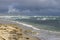 Beautiful view of Bales Beach against a very cloudy sky, Kangaroo Island, Southern Australia