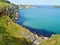 Beautiful view of a bay with cliffs at  Carrick-a-Rede, Ireland