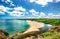 A beautiful view of a beach at the mouth of the Veleka river and seaside resort on the Black Sea coast of Bulgaria