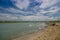 Beautiful view of the beach with sand, in a beautiful day in with sunny weather in a blue sky in Same, Ecuador