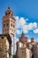 Beautiful view of the bell tower and cathedral of Teruel, Mudejar style