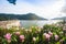 Beautiful view of the Bhumibol Dam at sunshine day, Siam Tulip o