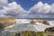 Beautiful view of the big rock called The Bakers Oven on a windy sunny day, Great Ocean Road, Australia