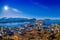 Beautiful view from the bird`s eye view of Alesund port town on the west coast of Norway, at the entrance to the