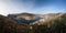 Beautiful view of the Black Sea and the city Balaklava. Balaklava Bay. Clear sunny day and a top view of the port, Crimea