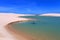 Beautiful view of the blue lagoons in Lencois Maranhenses national park, Brazil