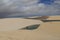 Beautiful view of the blue lagoons in Lencois Maranhenses national park, Brazil