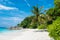 Beautiful view with blue sky and clouds, blue sea and white sand beach with coconut tree on Similan island