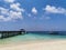 A beautiful view with blue sky and crystal clear water in Sipadan Island, Semporna. Sabah, Malaysia. Borneo.