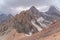 The beautiful view of blue sky and snow mountain summit near to Zmeya peak in Fann mountains in Tajikistan