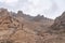 The beautiful view of blue sky and snow mountain summit near to Zmeya peak in Fann mountains in Tajikistan